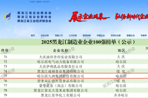 喜報！九洲集團(tuán)連續(xù)七年躋身龍江雙百強 以穩(wěn)健發(fā)展續(xù)寫榮譽篇章